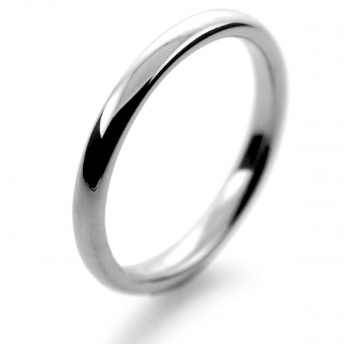 Slight or Soft Court Medium -  2.5mm Platinum Wedding Ring 